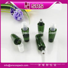 SRS no leakage green color pet roll-on bottle , 12ml special shape pet medicine roll on bottle wholesale